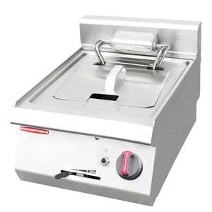 Friteuse professionnelle à gaz Kingbetter, double cuve en acier inoxydable, 400 mm de profondeur, 10 kW, certifiée CE, à double brûleur, pour friture - Product Image 1