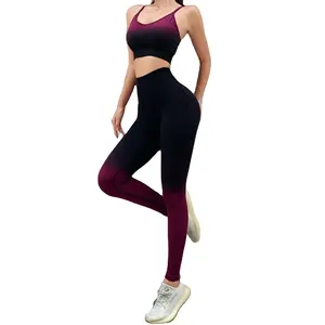 OEM ODM Ensemble yoga sportif solide sans couture grande taille, léger et à séchage rapide, soutien-gorge 2 pièces pour femmes