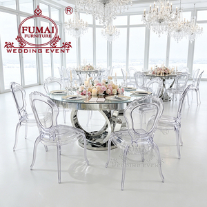 Luxury Modern Tempered Glass and Stainless Steel Frame Luxury Dining Table Sets for Events - Product Image 5