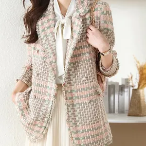 Aiou Wei small perfume jacket female sweet temperament celebrity lady weaving tweed suit tops
