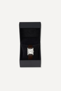 Montre classique carrée large GBHW, argentée et marron, montre-bracelet à quartz avec boîtier en acier inoxydable, bracelet en cuir, style luxueux - Product Image 6