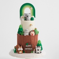 Décorations de gâteau en plastique pour anniversaire, 3D Lion Girafe Éléphant Singe Arc-en-ciel, accessoires pour gâteau