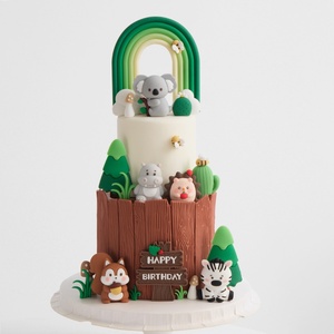 Décorations de gâteau en plastique pour anniversaire, 3D Lion Girafe Éléphant Singe Arc-en-ciel, accessoires pour gâteau - Product Image 4