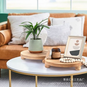 Solid Wood Flower <b>Pot</b> <b>Stand</b> Circular Minimalist Design For Living Room Bathroom Storage Base - Product Image 4