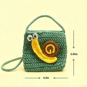 Snail Green Color Weaving <strong>Bag</strong> Kids Girl Handmade Crochet <strong>Bag</strong> Simple Finished Product Appreciation Gift Knitting <strong>Bag</strong> - Product Image 3