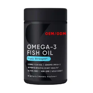 OEM ODM EPA DHA Fatty Acids Triple Strength 1250mg Omega 3 Fish Oil Heart Brain Immune Support for Men Women