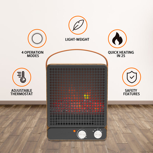 Chauffage d'appoint électrique léger et réglable avec thermostat, 4 modes de fonctionnement, garantie 1 an (UE/US), 750W/1500W, pour chambre à coucher - Product Image 2