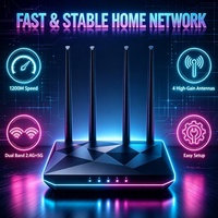 Routeur WiFi intelligent double bande 1200 Mbps AC1200 avec portée de 300 m et LAN filaire/sans fil pour les réseaux domestiques et d'appartements