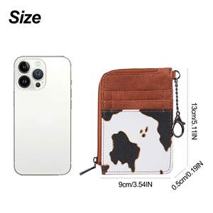 Sottile sottile e minimalista con stampa di mucca porta carte di credito portachiavi portafoglio piccolo portafogli borsa donna marsupio con tasca <span class=keywords><strong>A</strong></span> cerniera - Product Image 2