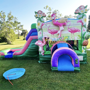 Castillo inflable de flamenco, para uso en seco o mojado, con tobogán, castillo inflable para niños, brincolín. - Product Image 2