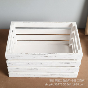 Vintage Wooden Storage <b>Crate</b> Rectangular Solid <b>Wood</b> Box For Living Room Neatening Display - Product Image 5
