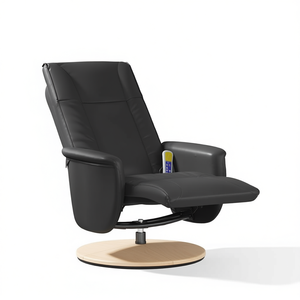 <b>Black</b> Faux Leather Massage Recliner Chair Metal <b>Frame</b> Swivel Base Electric Remote Control Contemporary Design - Product Image 1