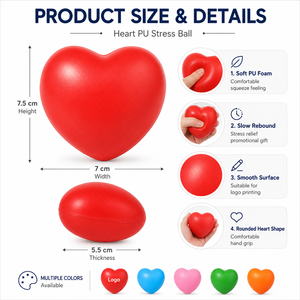 Cadeau promotionnel, utilisation quotidienne, balle anti-stress en PU en forme de cœur, impression personnalisée, jouet anti-stress à presser pour les événements d'entreprise, les campagnes, les écoles - Product Image 3