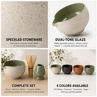Vente en gros d'accessoires durables écologiques pour outils Matcha de qualité alimentaire 350ml, 2 pièces, forme irrégulière, dessin animé mignon en céramique
