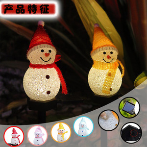 Lampes solaires de jardin en résine en forme de bonhomme de neige de Noël avec lumière LED pour décoration extérieure de fêtes - Product Image 2