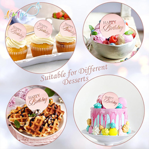 Disponibili all'Ingrosso Decorazioni Acriliche Rotonde Dorate a Specchio per Cupcake di <span class=keywords><strong>Compleanno</strong></span>, per Regali Fai-da-Te, Fiori, Pasticcini e Dessert - Product Image 5