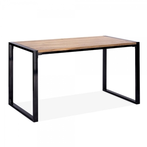 Tavolo da Pranzo Industriale Gastro per 4 Persone, in Legno di <span class=keywords><strong>Olmo</strong></span> e Nero, Arredamento Sala da Pranzo, Tavolino da Caffè Moderno con Base in Acciaio - Product Image 1