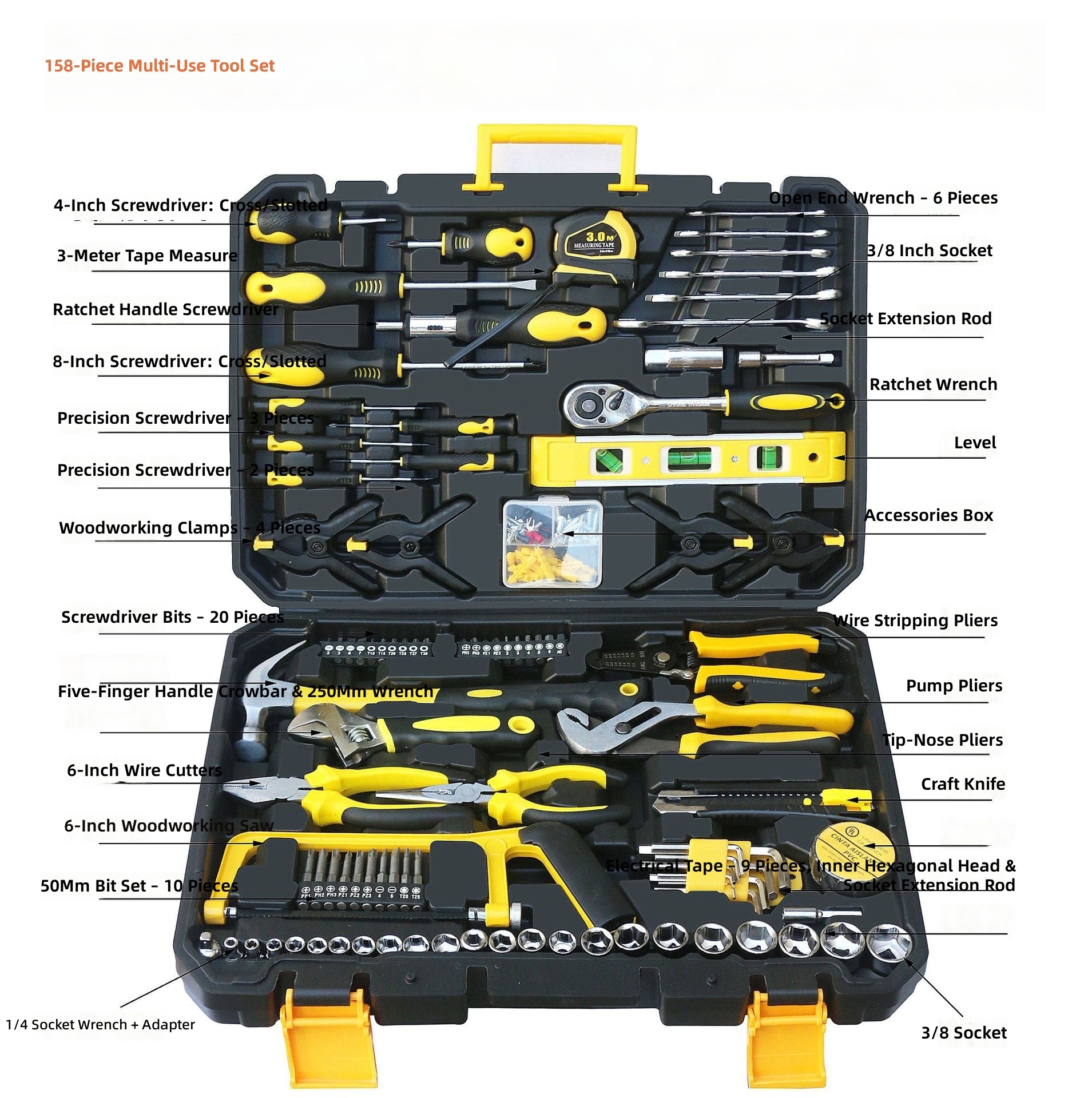 158-piece multi-tool set