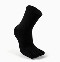 Chaussettes mi-mollet cinq doigts pour hommes, respirantes, absorbant la transpiration, en coton, pour la course, avec orteils séparés, soutien tricoté pour l'été