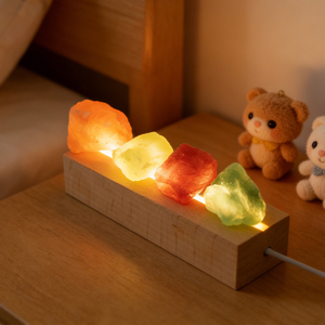Lampe de chevet en pierre naturelle à changement de couleur LED avec interrupteur – Offre spéciale - Product Image 1