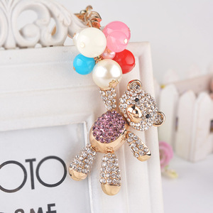 Thời trang phong cách Hàn Quốc Gấu bông Keychain hợp kim thạch pha lê Keychain vàng kim loại móc chìa khóa túi quyến rũ Mặt dây chuyền trang trí - Product Image 5