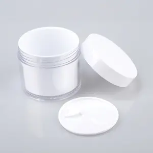 Pot pour masque facial vide en acrylique, pot de crème blanche de 200g, double paroi, pour le voyage, conteneur pour le visage