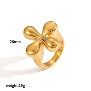 Geometric Gold Plated Stainless Steel <b>Ring</b> Open Band Irregular Folds Unisex Jewelry Gift - Product Image 5