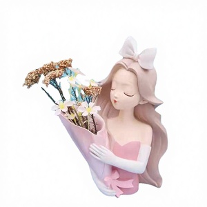 Adornos de Resina Pintados a Mano, Ecológicos y de Lujo, Florero con Diseño de Niña Navideña, Decoración Moderna para el Hogar - Product Image 2