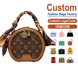 New Arrival Fashionable PU Leather Crossbody <b>Bag</b> Classic Monogram Print Round Vintage Small Circle <b>Coin</b> Purse Factory Direct - Product Image 1