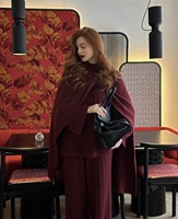 Kış Sonbahar 3 Parça Kadın Süveter Eşofman Takımı Moda Örme Pantolon Takımı Bayanlar Vintage Bayanlar 3 Parça Süveter Takım
