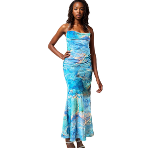 Robe longue d'été décontractée sans manches à imprimé floral pour femme, dernière tendance - Product Image 1