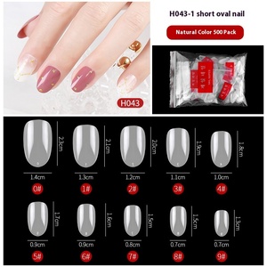 Hot Selling 500pcs/bag 21 <b>Models</b> Transparent Natural ABS French Style Full Cover Nails Nail Tips Square Stiletto Pre-designed - Product Image 4