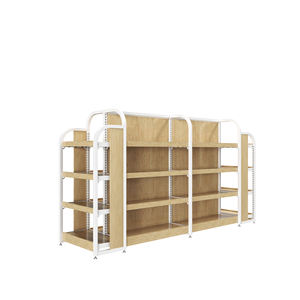 Étagère combinée en acier double face personnalisée conception bois métal pour <span class=keywords><strong>pharmacie</strong></span> supermarché ou magasin de cadeaux présentoir - Product Image 2