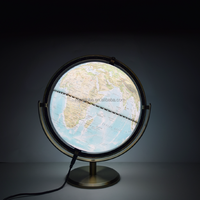 Globe terrestre Carte du monde en anglais 32 cm Style rétro Globe lumineux à LED Géographie Décoration éducative Cadeau de bureau