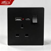Prise murale noire britannique 13A avec fonction de charge USB et Type C, norme britannique, alimentation électrique directe, prise murale OEM en gros