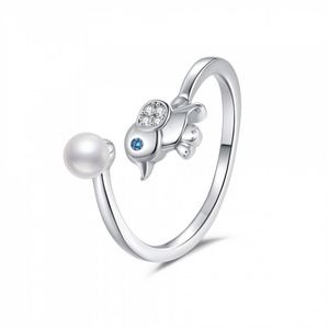 <b>Silver</b> Plated Gold Plated Cute Elephant Pearl <b>Ring</b> for Women Fine Jewelry Index Finger Open Size <b>Adjustable</b> Copper for Weddings - Product Image 5