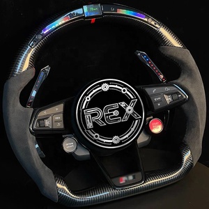 Volant en fibre de carbone <span class=keywords><strong>OLED</strong></span> RGB <span class=keywords><strong>LED</strong></span> avec garniture en Alcantara suède et surpiqûres rouges, bouton de sélection de mode de conduite, palettes lumineuses RGB pour Audi A/<span class=keywords><strong>Q</strong></span>/S Series - Product Image 4