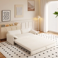 Canapé convertible moderne 3-en-1 en velours, canapé deux places multifonctionnel, canapé-lit pliable blanc