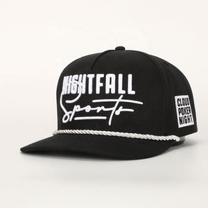 Gorra de Béisbol Deportiva de 5 Paneles, Negra, de Algodón, con Bordado Personalizado al por Mayor, para Hombre y Mujer, Gorra de Golf con Cuerda - Product Image 1