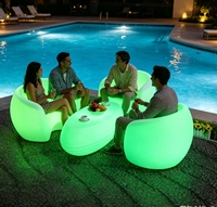 Ensemble canapé et table lumineux LED RGBW étanche IP65 avec télécommande, garantie 2 ans, pour décorations de fêtes et événements extérieurs