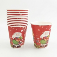 Weihnachtsparty Pappbecher 9 Oz Einweg-Becher mit Weihnachtsmann- und Schneeflocken-Druck Rote Trinkbecher für Familien-Feiertags-Tischgedeck