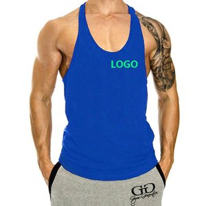 Camiseta Deportiva Personalizada con Logotipo, Informal, de Punto, 100% Algodón, Sin Mangas, Talla Grande, para Entrenamiento, Gimnasio, Fitness, para Hombre, Lisa - Product Image 5