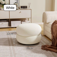 Pouf de rangement moderne en velours avec design rotatif, petit tabouret blanc pour salon et balcon