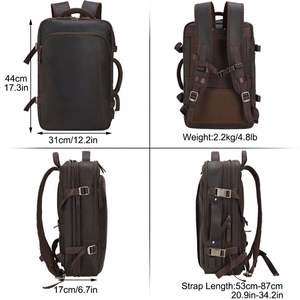 Nouveauté Sac à dos pour ordinateur portable en cuir véritable convertible en sac de voyage de luxe noir et marron grande capacité avec port USB pour homme - Product Image 2