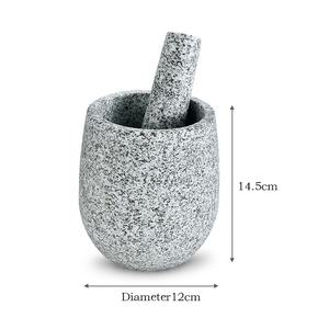 Juego de <span class=keywords><strong>mortero</strong></span> y Maja de mármol natural de primera calidad-Cuenco para molinillo de ajo hecho a <span class=keywords><strong>mano</strong></span>-Trituradora de especias de piedra maciza-Utensilios de cocina - Product Image 2