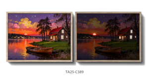 Decorazione Murale con Lago, Stampa su Tela con Cornice di un Glorioso Tramonto Sopra la Fiume Olandese - Product Image 6