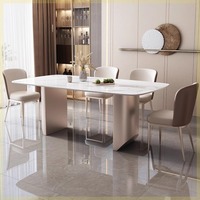 Ensemble de table et chaises de salle à manger rectangulaire moderne de luxe avec plateau en marbre, 4 à 6 places, pour salon et restaurant, designs de meubles en pierre frittée