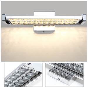 โคมไฟติดผนังคริสตัล LED ทันสมัย ​​โครเมียม รูปทรงสี่เหลี่ยมผืนผ้า แสงสีขาวนวล ไฟกระจกห้องน้ำ ติดตั้งบนพื้นผิว 3500K - Product Image 4