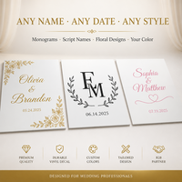 Autocollant de sol pour mariage personnalisé en vinyle PVC brillant, monogramme personnalisé, date de mariage, résistant aux UV, sans bulles, amovible