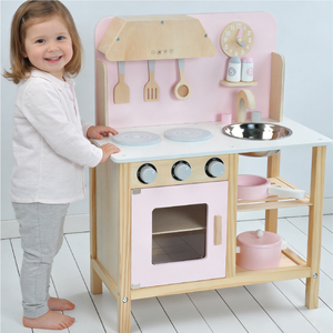 Customized Children's Big pink Baby Pretend to Play Cooking <strong>Small</strong> <strong>Kitchen</strong> Wooden <strong>Kitchen</strong> <strong>Toys</strong> - Product Image 1